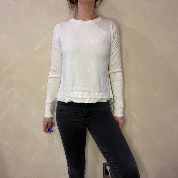 Athleta Open-back Crewneck Sweater White Soft in Size Small - Picture 1 of 7